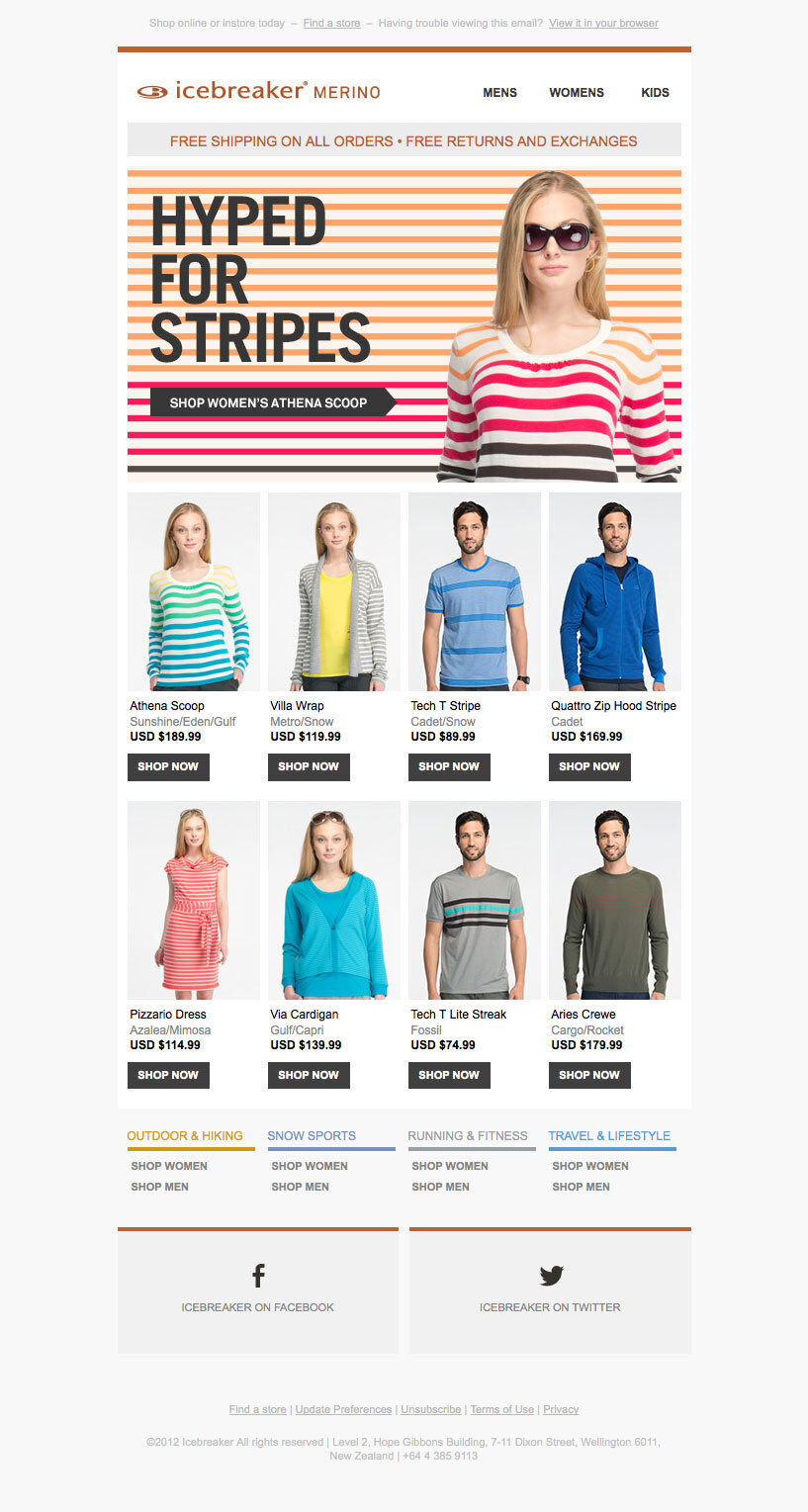 Icebreaker email marketing design sample — image 1 of 28 in page order