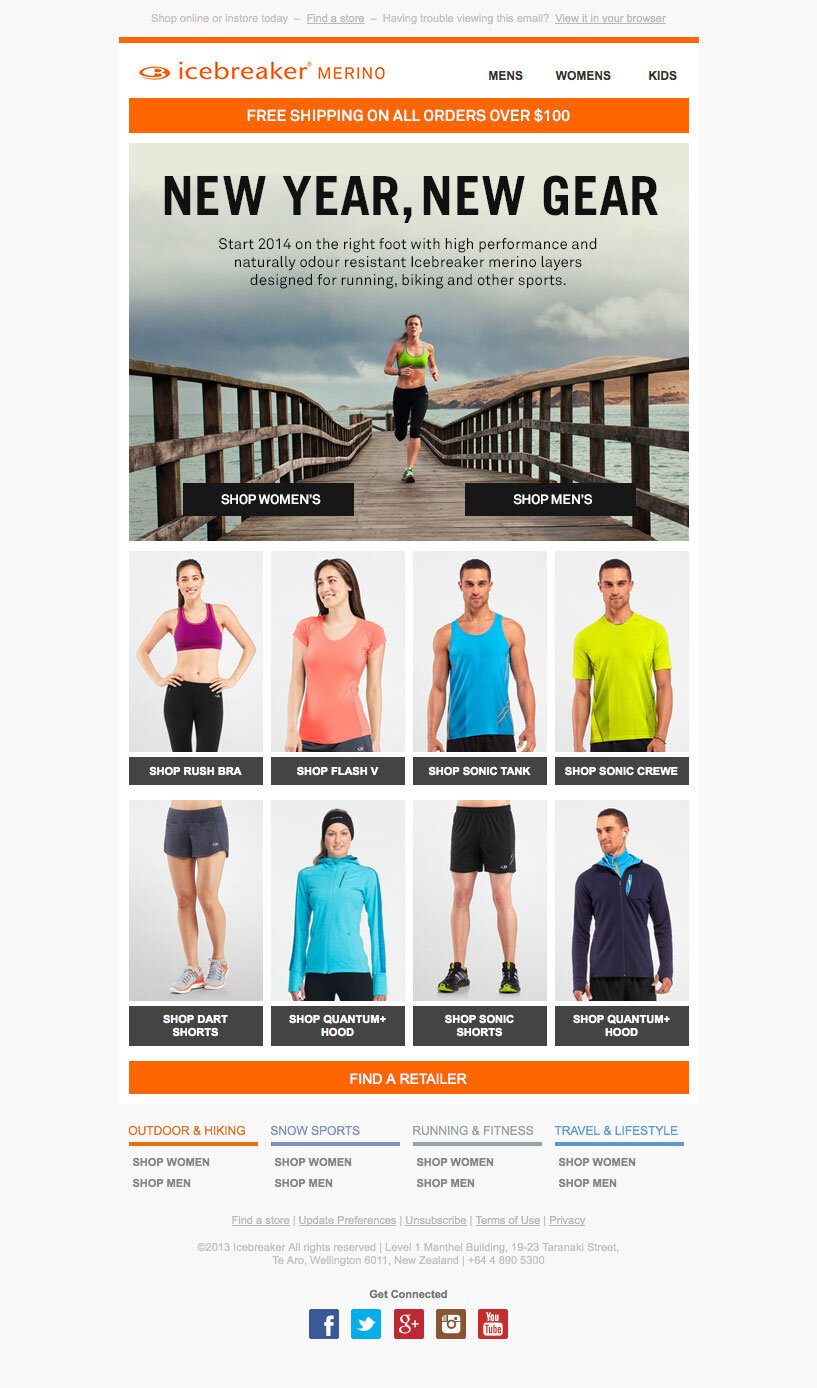 Icebreaker email marketing design sample — image 8 of 28 in page order