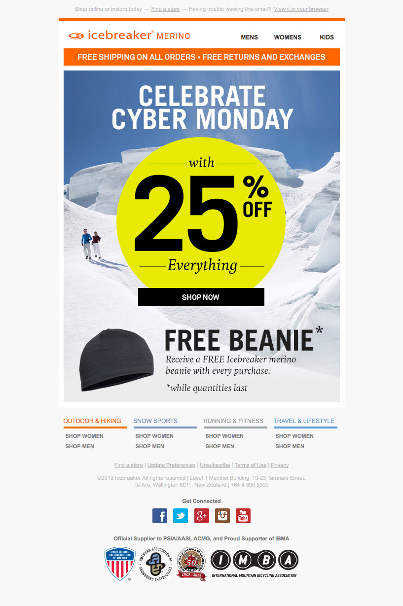 Icebreaker email marketing design sample — image 19 of 28 in page order