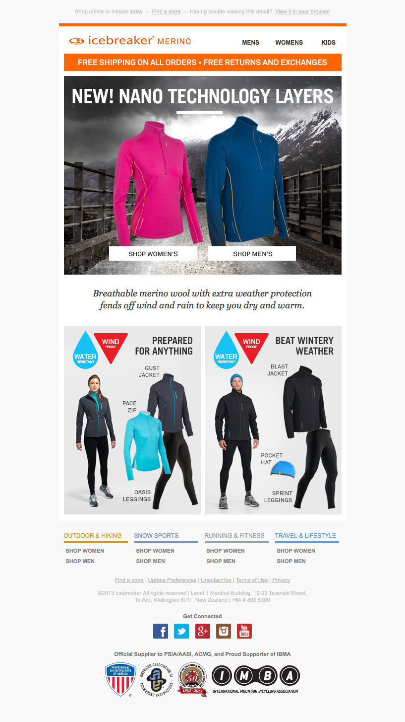 Icebreaker email marketing design sample — image 23 of 28 in page order