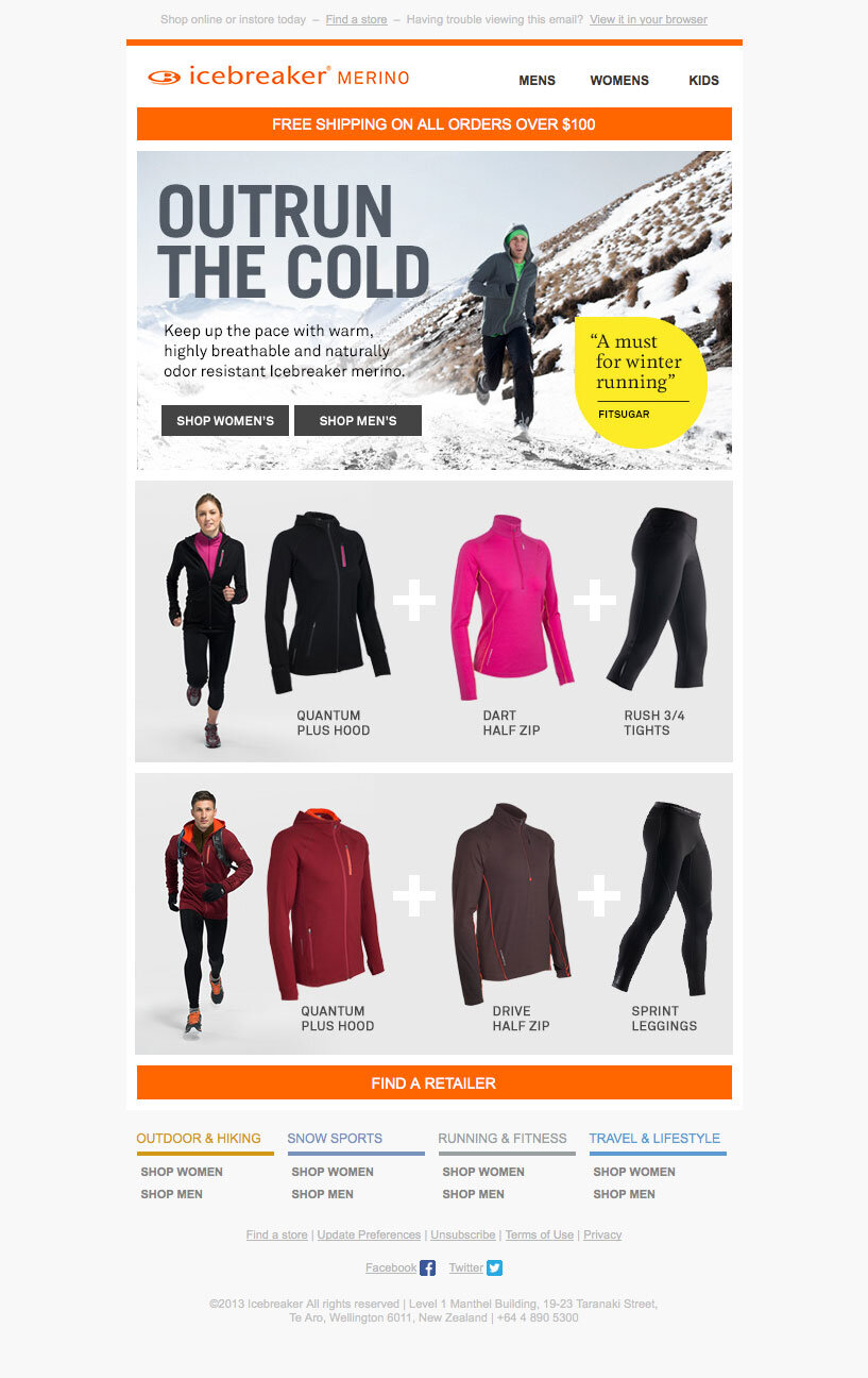Icebreaker email marketing design sample — image 24 of 28 in page order