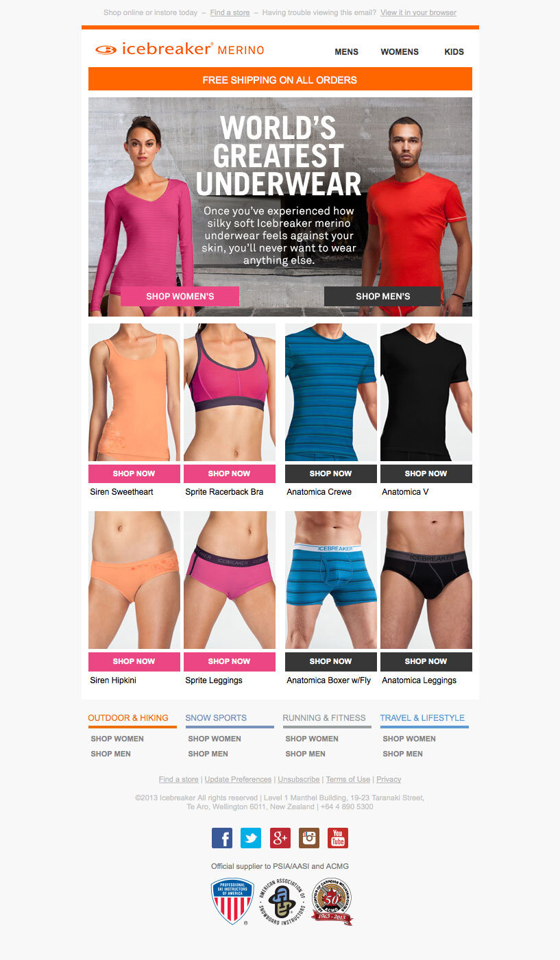 Icebreaker email marketing design sample — image 25 of 28 in page order