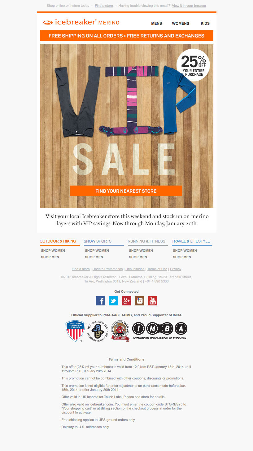 Icebreaker email marketing design sample — image 26 of 28 in page order