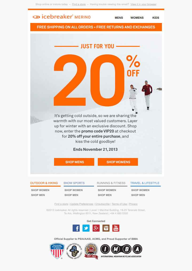 Icebreaker email marketing design sample — image 27 of 28 in page order