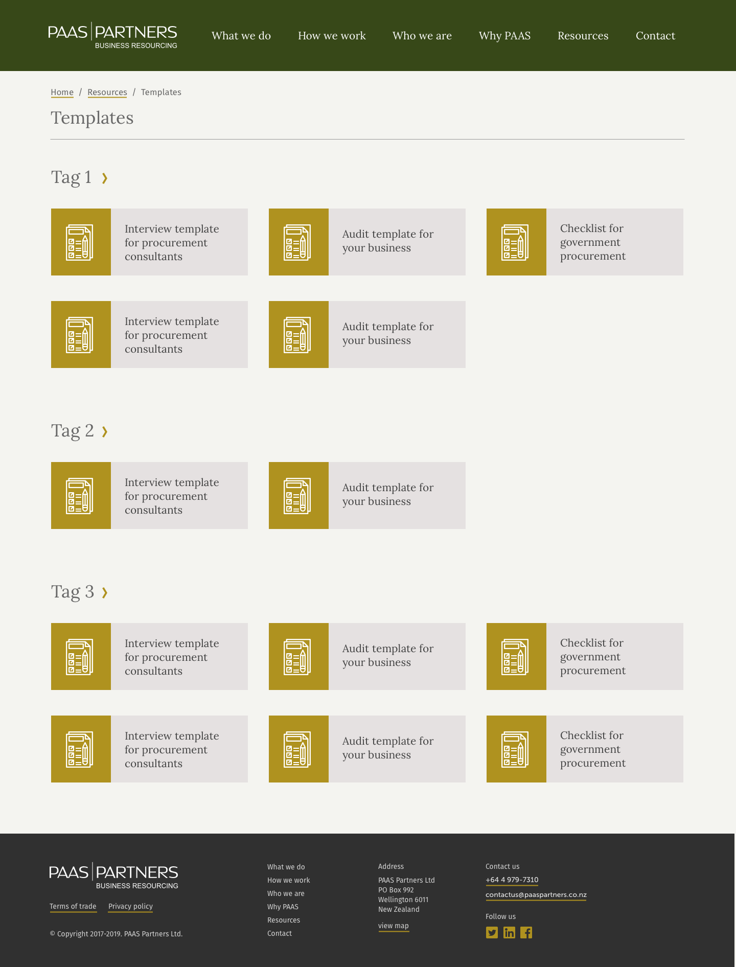 PAAS Partners website — Category archive screen